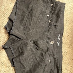 Black denim shorts
